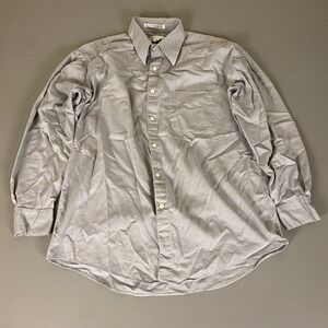 Perry Ellis Portfolio Men's Button Down Shirt Size 16 32/33 Gray Long Sleeve‎